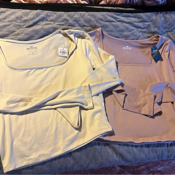 Hollister Tops - Hollister Cream and Tan Long Sleeve Tops medium new with tags